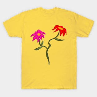 Flowers over yellow T-Shirt